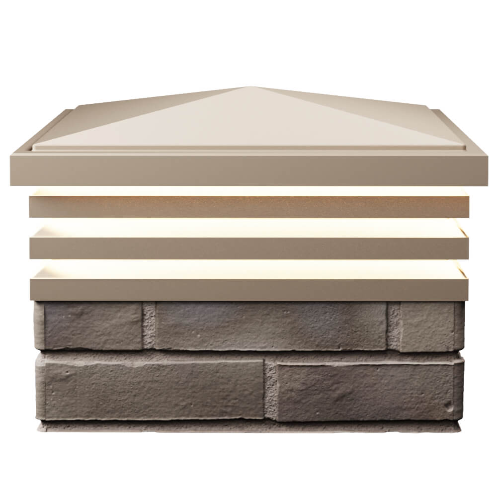 Колпак Zking Бона ХайТек Бежевый на столб 1.5х1.5 кирпича (385х385мм) с подсветкой в Иваново фото