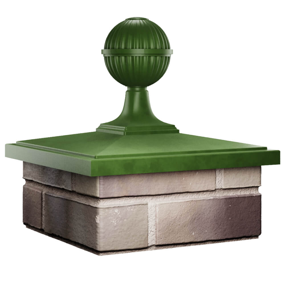 Колпак Zking БонаМоно Зеленый с шаром на столб 1.5х1.5 кирпича (385х385, 400х400мм) в сборе в Иваново фото