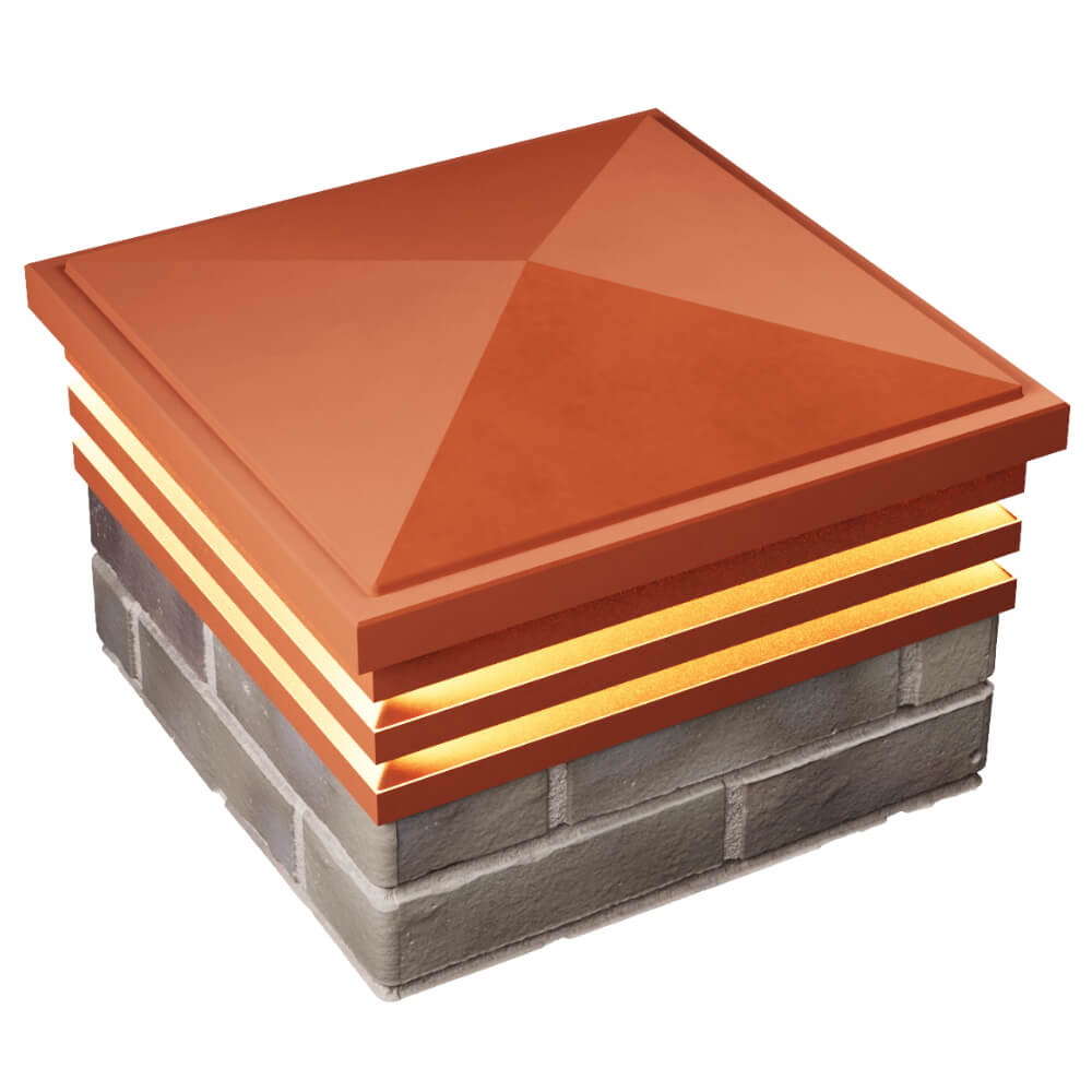 Колпак Zking Бона ХайТек Красный на столб 1.5х1.5 кирпича (385х385мм) с подсветкой в Иваново фото