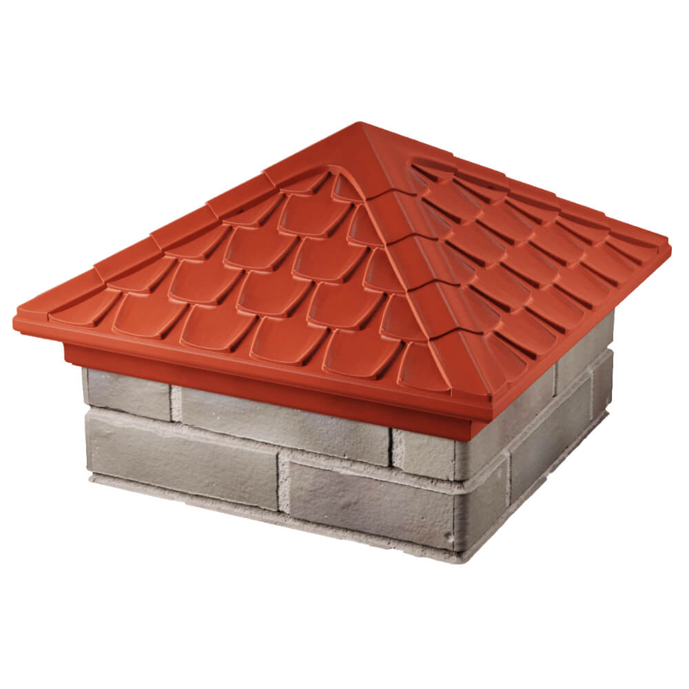 Колпак Zking Эльбрус Красный на столб 1.5х1.5 кирпича (385х385мм) в Иваново фото