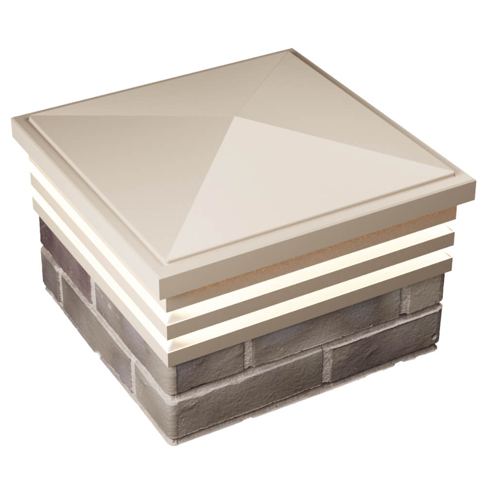 Колпак Zking Бона ХайТек Бежевый на столб 1.5х1.5 кирпича (385х385мм) с подсветкой в Иваново фото