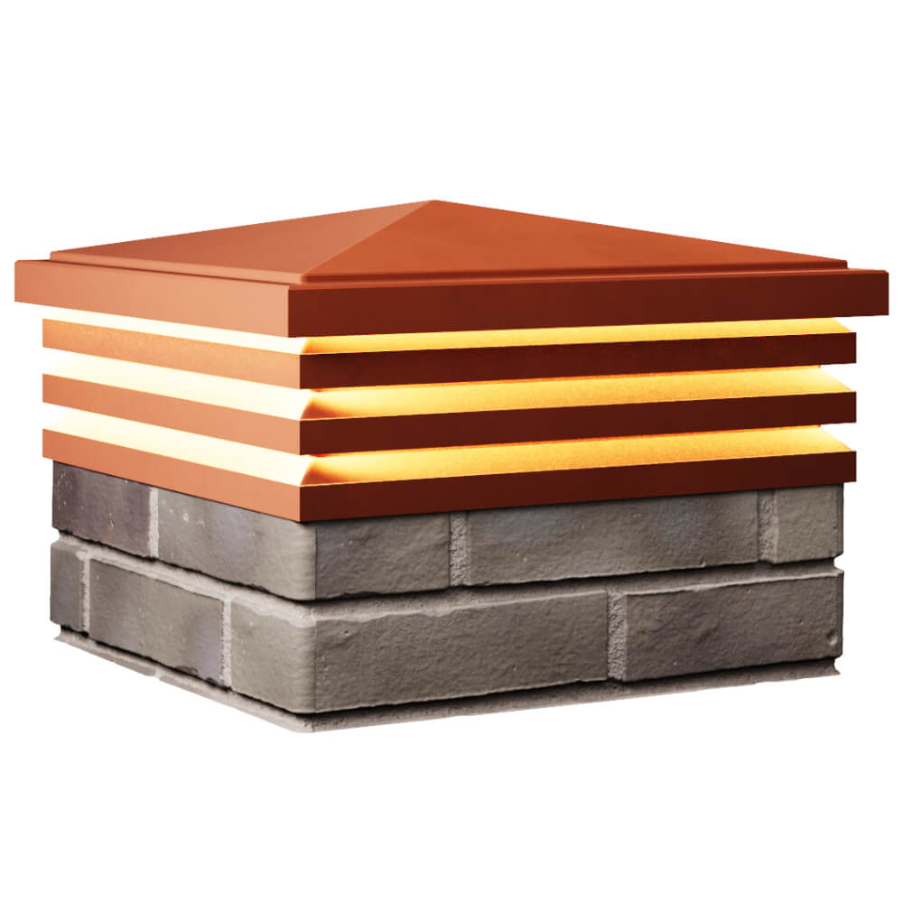 Колпак Zking Бона ХайТек Красный на столб 1.5х1.5 кирпича (385х385мм) с подсветкой в Иваново фото