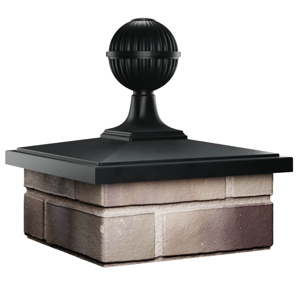 Колпак Zking БонаМоно Черный с шаром на столб 1.5х1.5 кирпича (385х385, 400х400мм) в сборе в Иваново фото