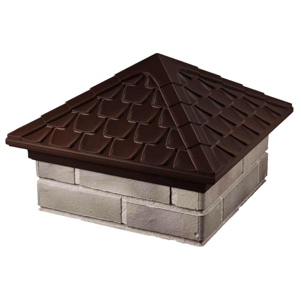 Колпак Zking Эльбрус Коричневый на столб 1.5х1.5 кирпича (385х385мм) в Иваново фото