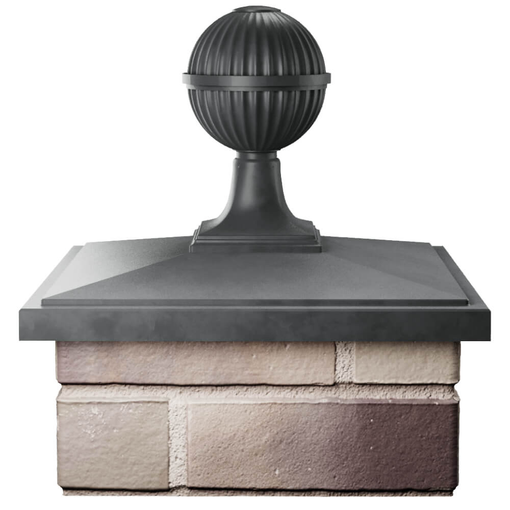 Колпак Zking БонаМоно Серый с шаром на столб 1.5х1.5 кирпича (385х385, 400х400мм) в сборе Иваново фото