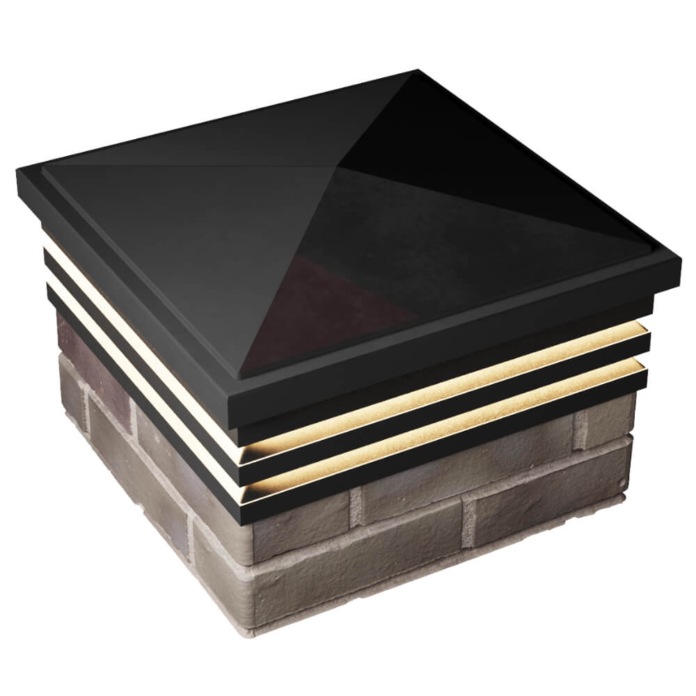 Колпак Zking Бона ХайТек Черный на столб 1.5х1.5 кирпича (385х385мм) с подсветкой в Иваново фото