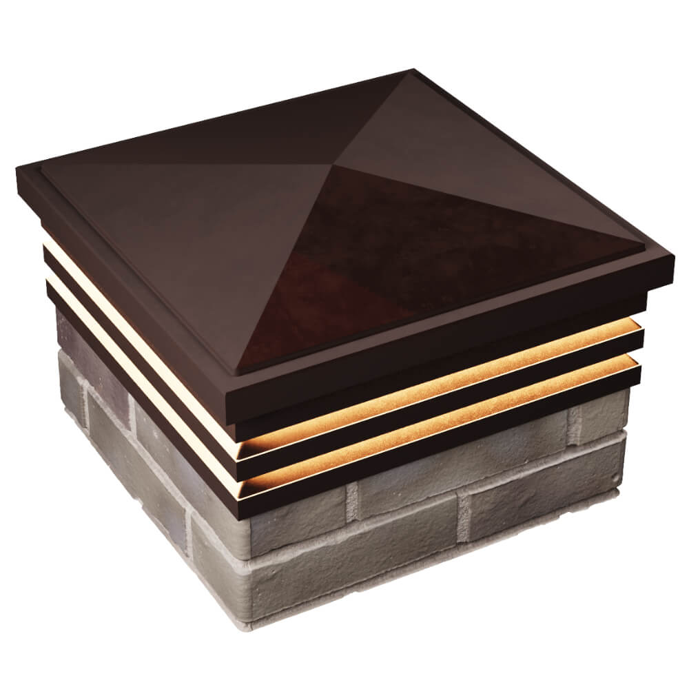 Колпак Zking Бона ХайТек Коричневый на столб 1.5х1.5 кирпича (385х385мм) с подсветкой в Иваново фото