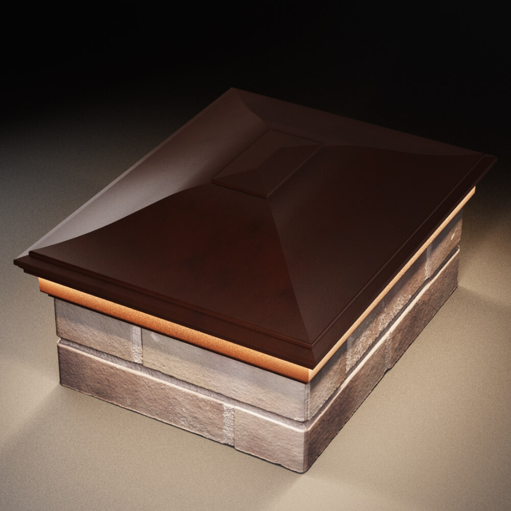 Колпак Zking Монблан Коричневый на столб 2х1.5 кирпича (515х385мм) c подсветкой в Иваново фото