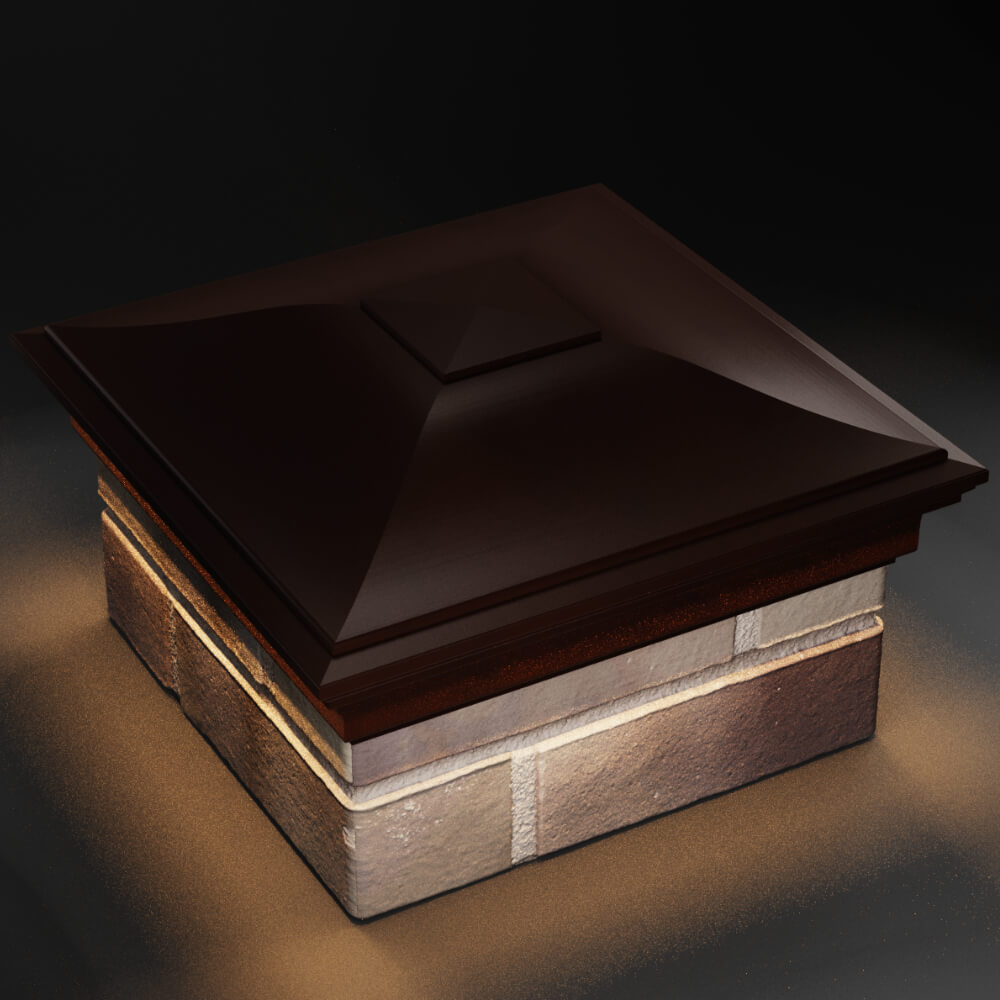 Колпак Zking Монблан Коричневый на столб 1.5х1.5 кирпича (385х385мм) с подсветкой в Иваново фото