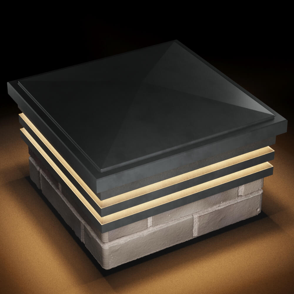 Колпак Zking Бона ХайТек Серый на столб 1.5х1.5 кирпича (385х385мм) с подсветкой в Иваново фото