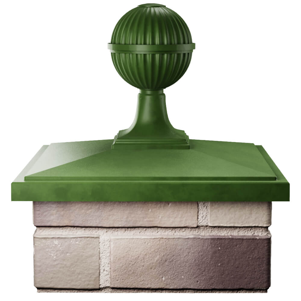 Колпак Zking БонаМоно Зеленый с шаром на столб 1.5х1.5 кирпича (385х385, 400х400мм) в сборе Иваново фото