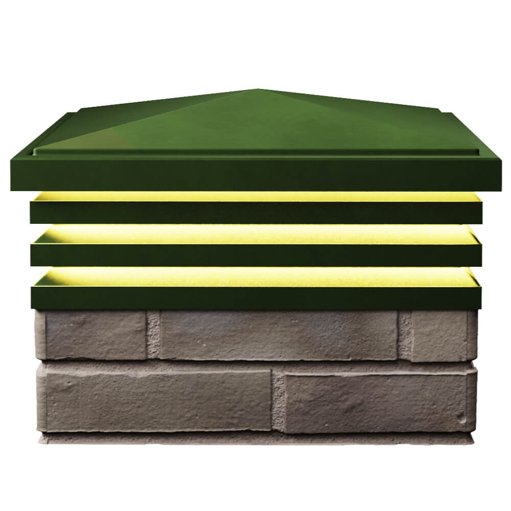 Колпак Zking Бона ХайТек Зеленый на столб 1.5х1.5 кирпича (385х385мм) с подсветкой в Иваново фото