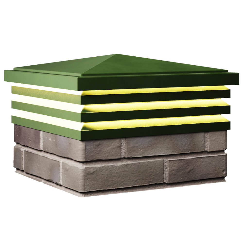 Колпак Zking Бона ХайТек Зеленый на столб 1.5х1.5 кирпича (385х385мм) с подсветкой в Иваново фото