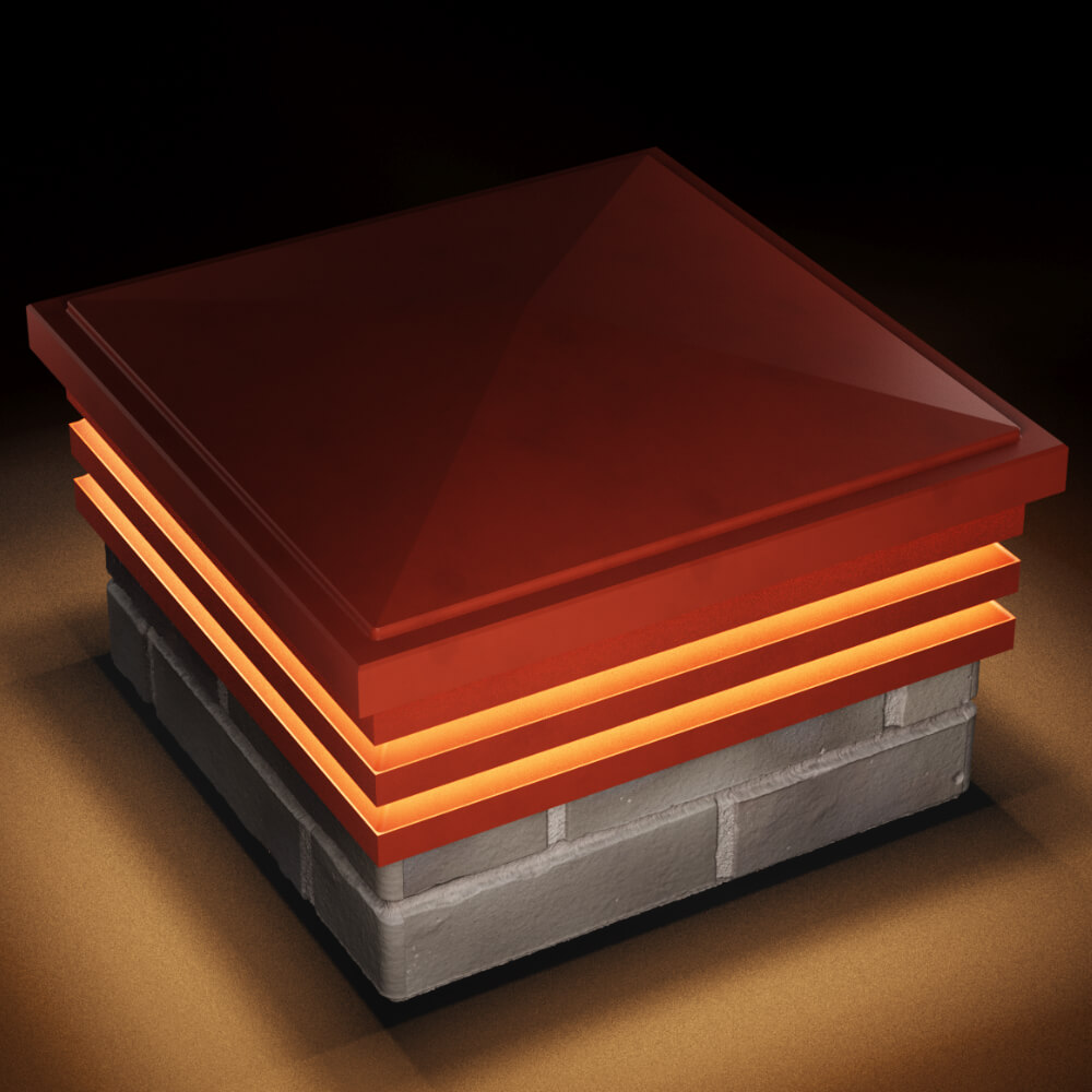 Колпак Zking Бона ХайТек Красный на столб 1.5х1.5 кирпича (385х385мм) с подсветкой в Иваново фото