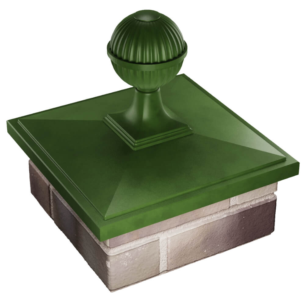 Колпак Zking БонаМоно Зеленый с шаром на столб 1.5х1.5 кирпича (385х385, 400х400мм) в сборе в Иваново фото