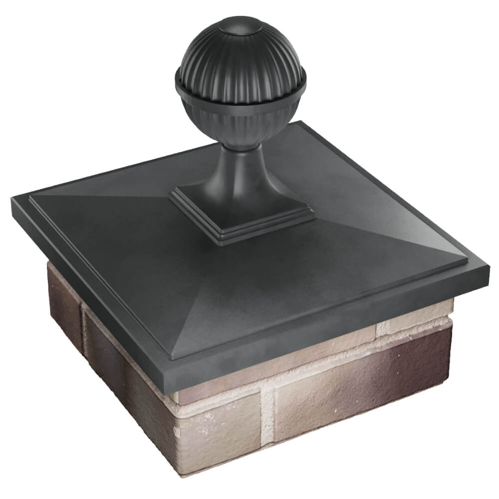 Колпак Zking БонаМоно Серый с шаром на столб 1.5х1.5 кирпича (385х385, 400х400мм) в сборе в Иваново фото