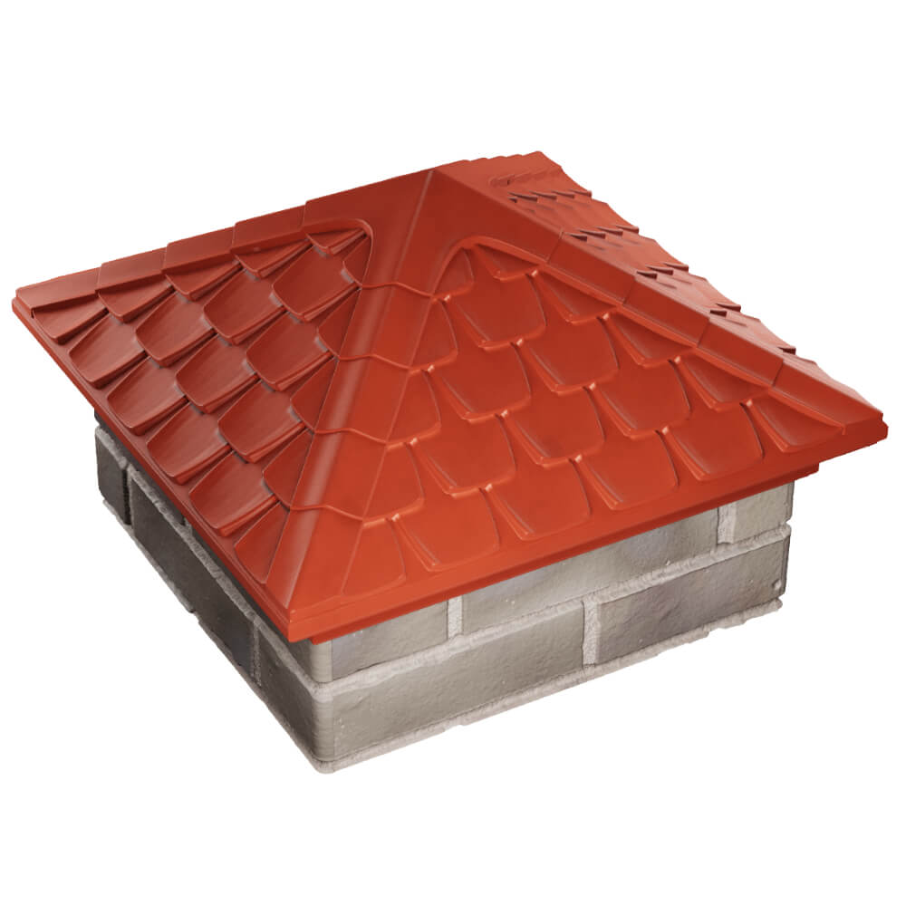 Колпак Zking Эльбрус Красный на столб 1.5х1.5 кирпича (385х385мм) в Иваново фото