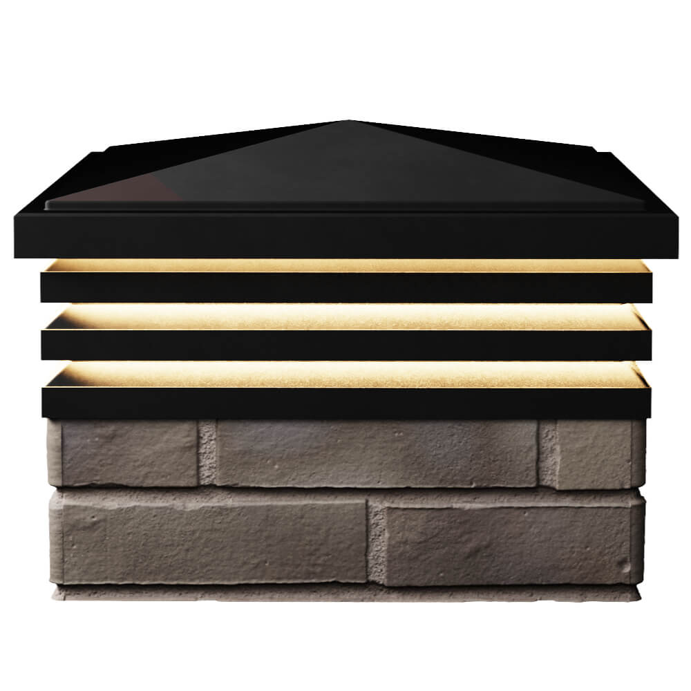 Колпак Zking Бона ХайТек Черный на столб 1.5х1.5 кирпича (385х385мм) с подсветкой в Иваново фото