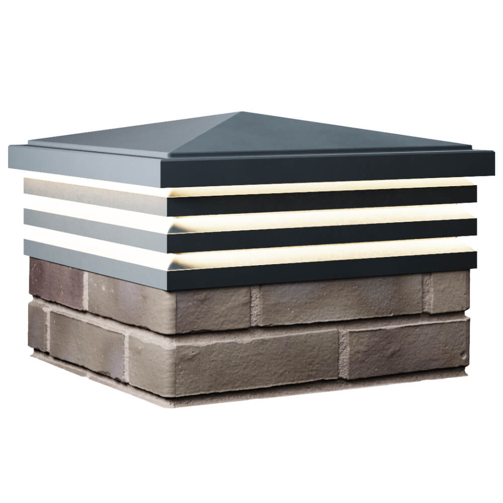 Колпак Zking Бона ХайТек Серый на столб 1.5х1.5 кирпича (385х385мм) с подсветкой в Иваново фото