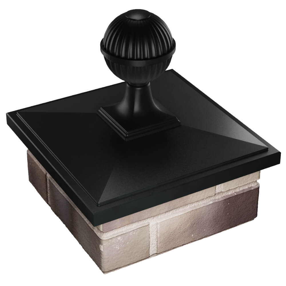 Колпак Zking БонаМоно Черный с шаром на столб 1.5х1.5 кирпича (385х385, 400х400мм) в сборе в Иваново фото