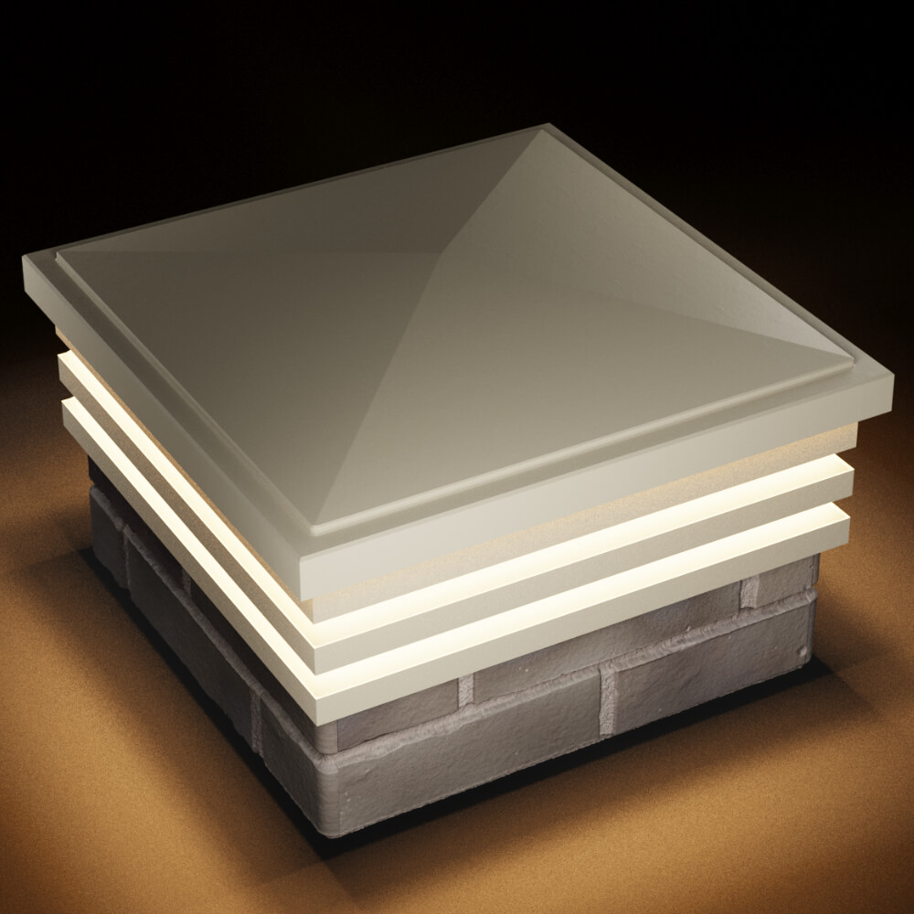 Колпак Zking Бона ХайТек Бежевый на столб 1.5х1.5 кирпича (385х385мм) с подсветкой в Иваново фото