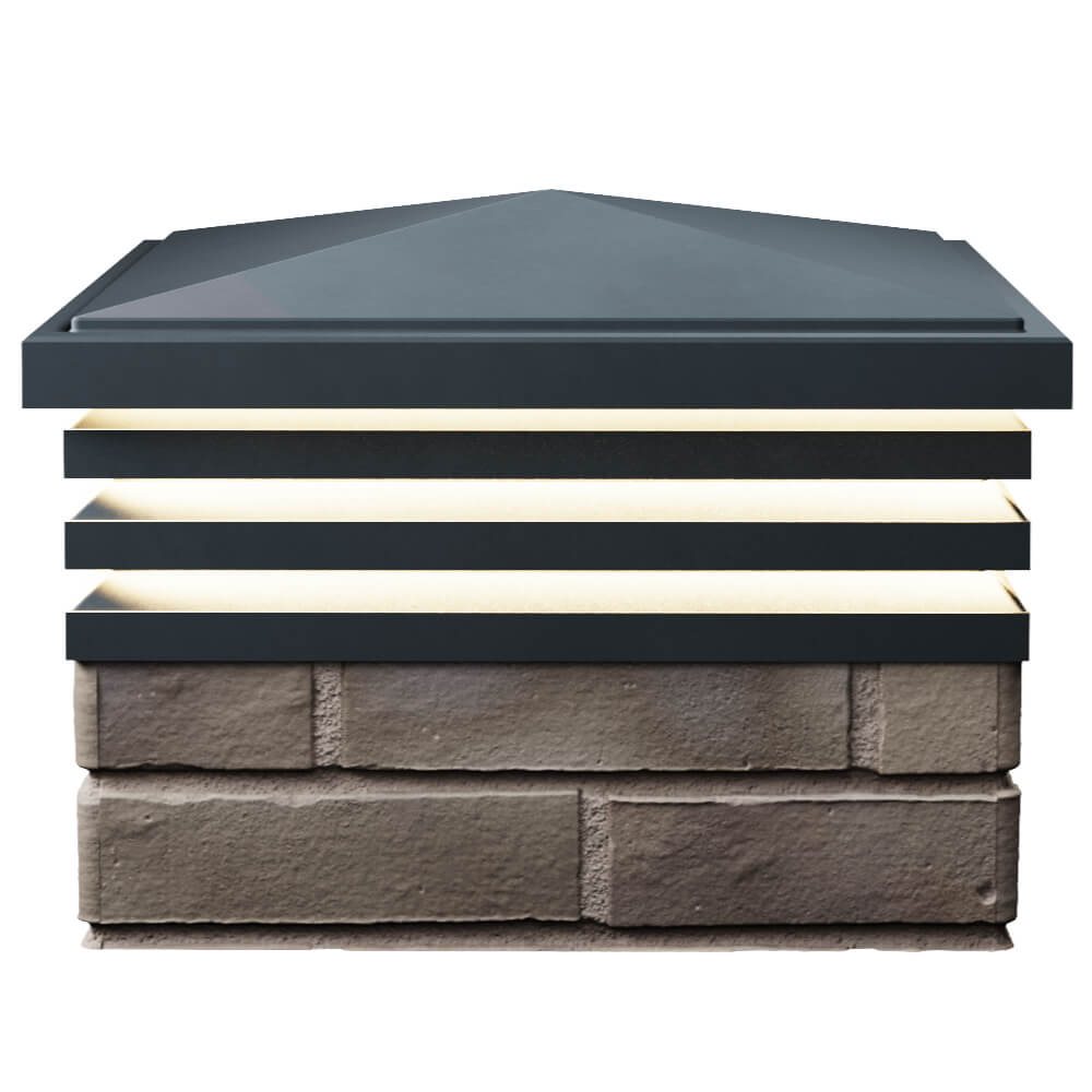 Колпак Zking Бона ХайТек Серый на столб 1.5х1.5 кирпича (385х385мм) с подсветкой в Иваново фото