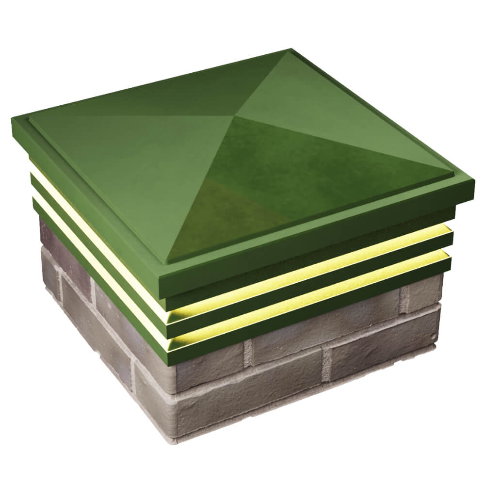 Колпак Zking Бона ХайТек Зеленый на столб 1.5х1.5 кирпича (385х385мм) с подсветкой в Иваново фото