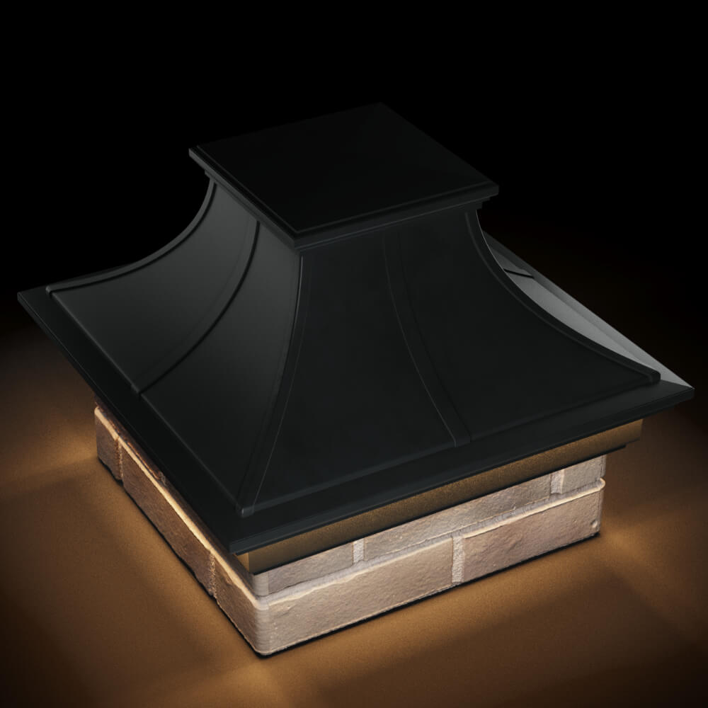 Колпак Zking Монблан Премиум Черный на столб 1.5х1.5 кирпича (385х385мм) с подсветкой в Иваново фото