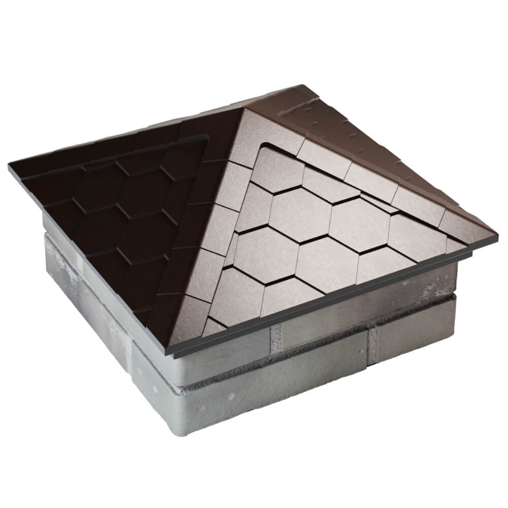 Колпак Zking Эверест Коричневый на столб 1.5х1.5 кирпича (390х390мм) в Иваново фото