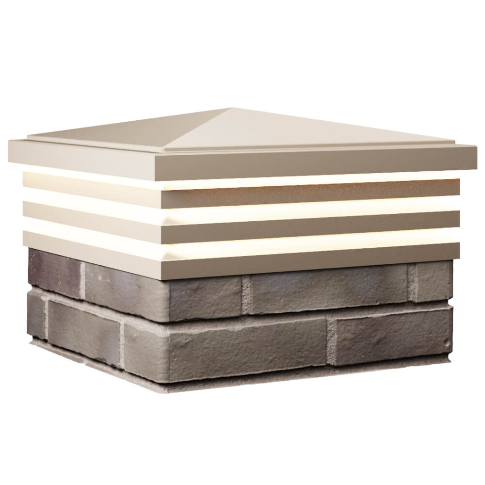 Колпак Zking Бона ХайТек Бежевый на столб 1.5х1.5 кирпича (385х385мм) с подсветкой в Иваново фото