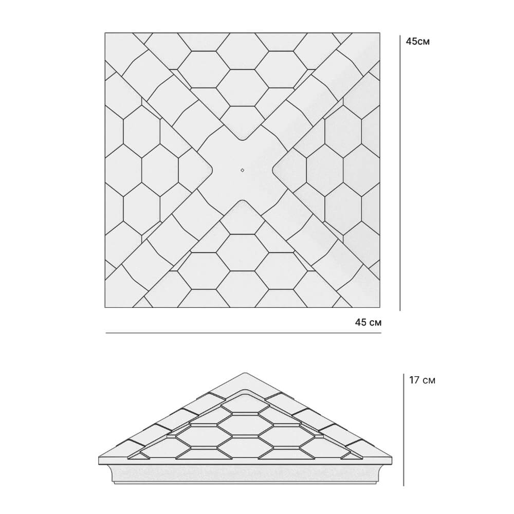 Колпак Zking Эверест Серый на столб 1.5х1.5 кирпича (390х390мм) в Иваново фото