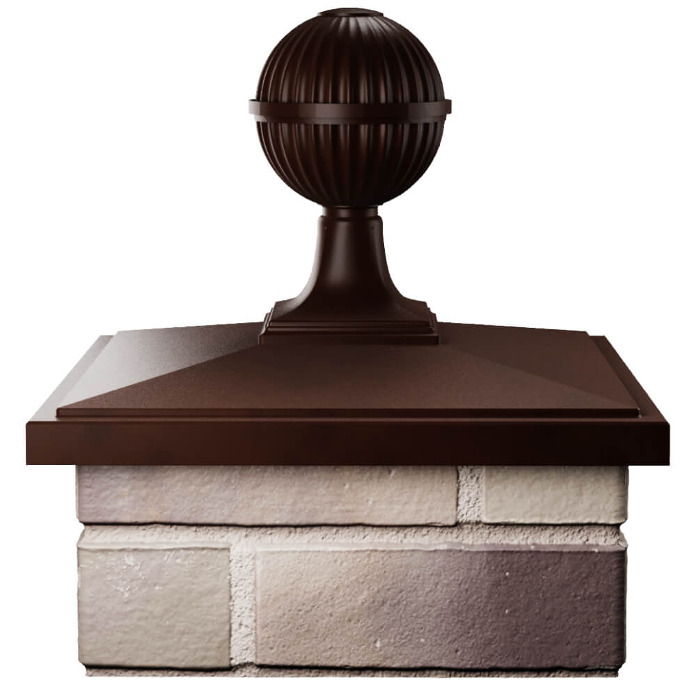 Колпак Zking БонаМоно Коричневый с шаром на столб 1.5х1.5 кирпича (385х385, 400х400мм) в сборе Иваново фото