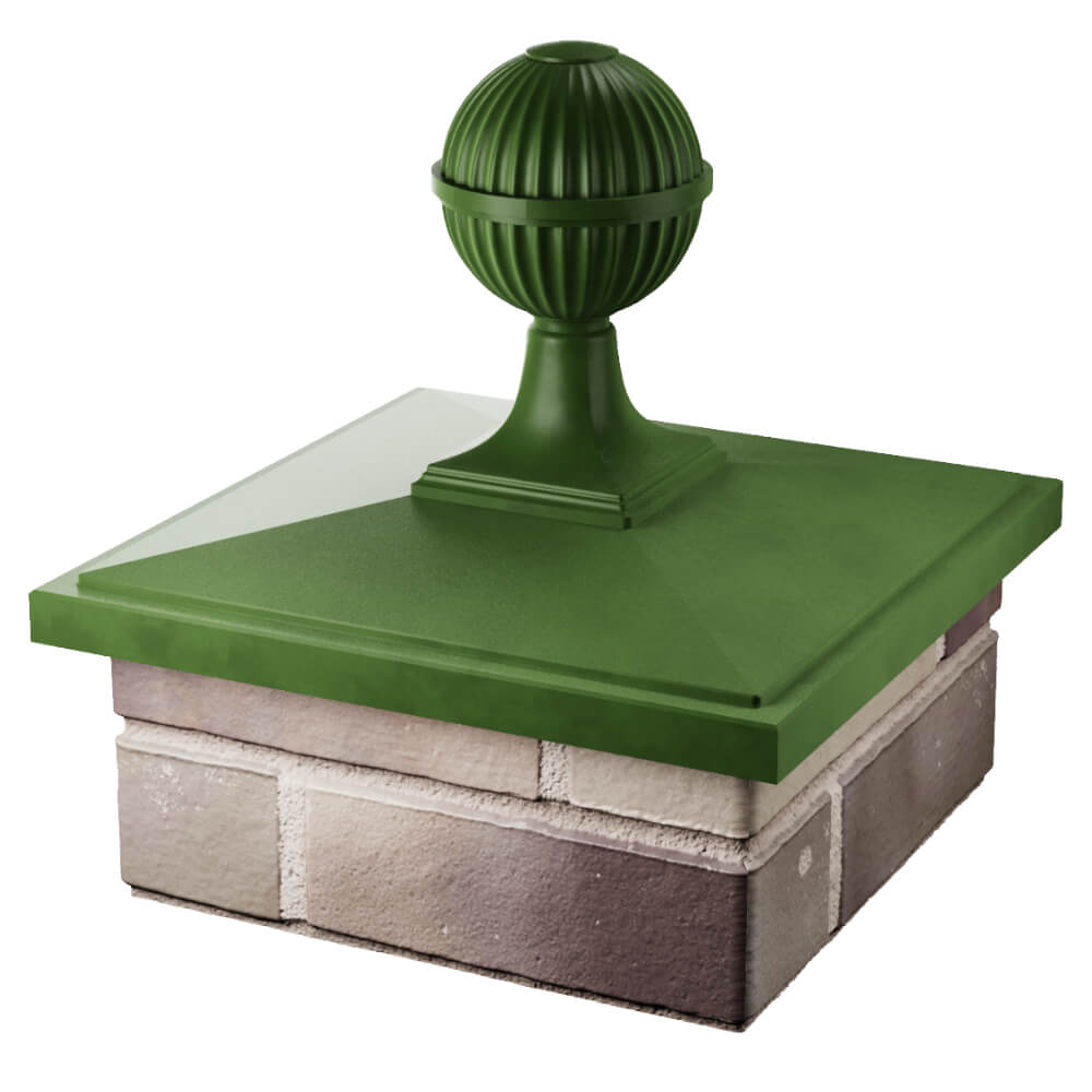 Колпак Zking БонаМоно Зеленый с шаром на столб 1.5х1.5 кирпича (385х385, 400х400мм) в сборе в Иваново фото