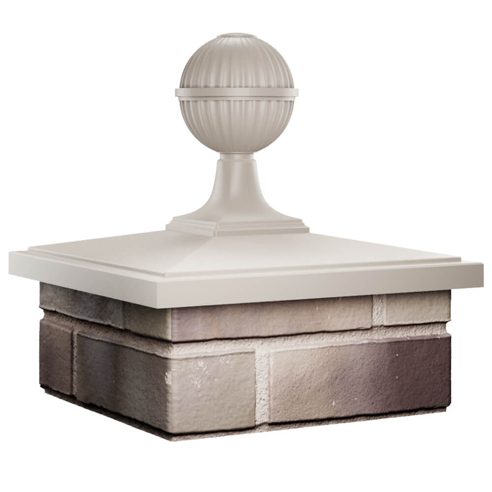 Колпак Zking БонаМоно Бежевый с шаром на столб 1.5х1.5 кирпича (385х385, 400х400мм) в сборе в Иваново фото