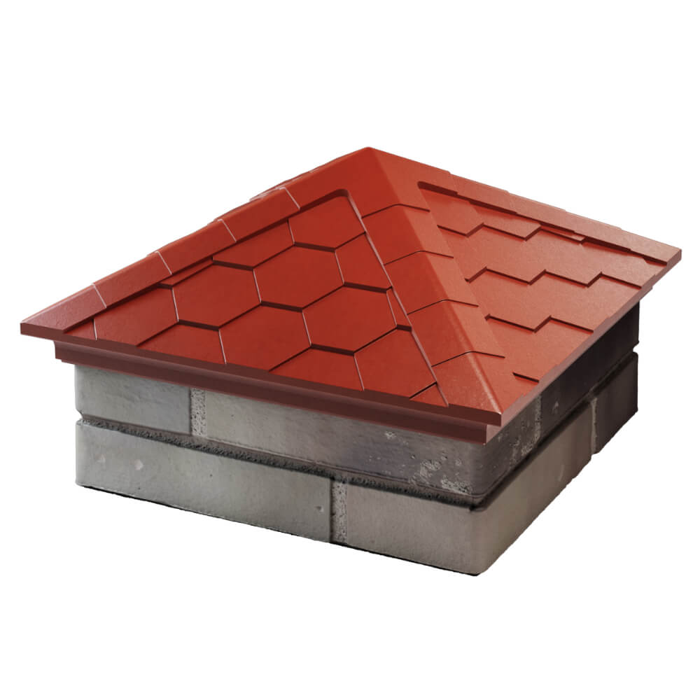 Колпак Zking Эверест Красный на столб 1.5х1.5 кирпича (390х390мм) в Иваново фото