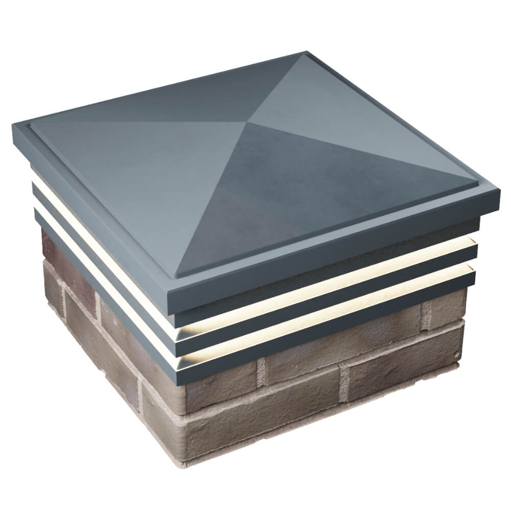 Колпак Zking Бона ХайТек Серый на столб 1.5х1.5 кирпича (385х385мм) с подсветкой в Иваново фото