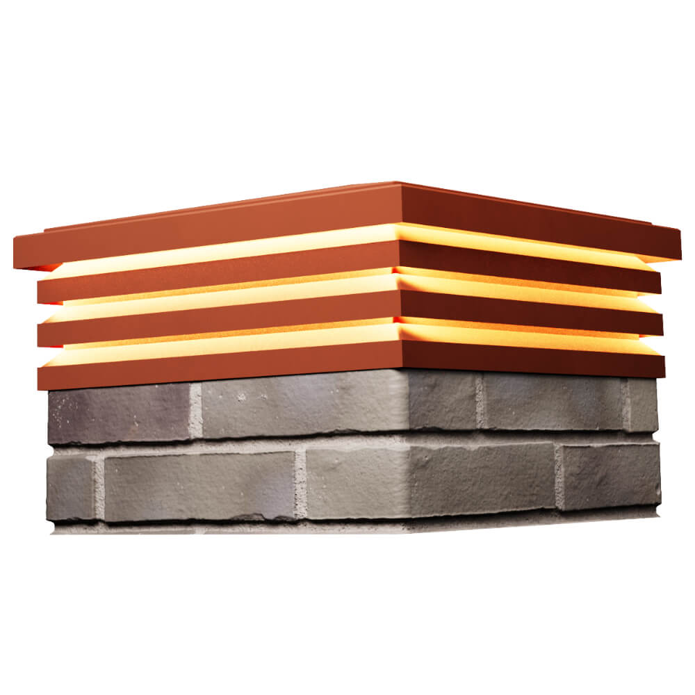 Колпак Zking Бона ХайТек Красный на столб 1.5х1.5 кирпича (385х385мм) с подсветкой в Иваново фото