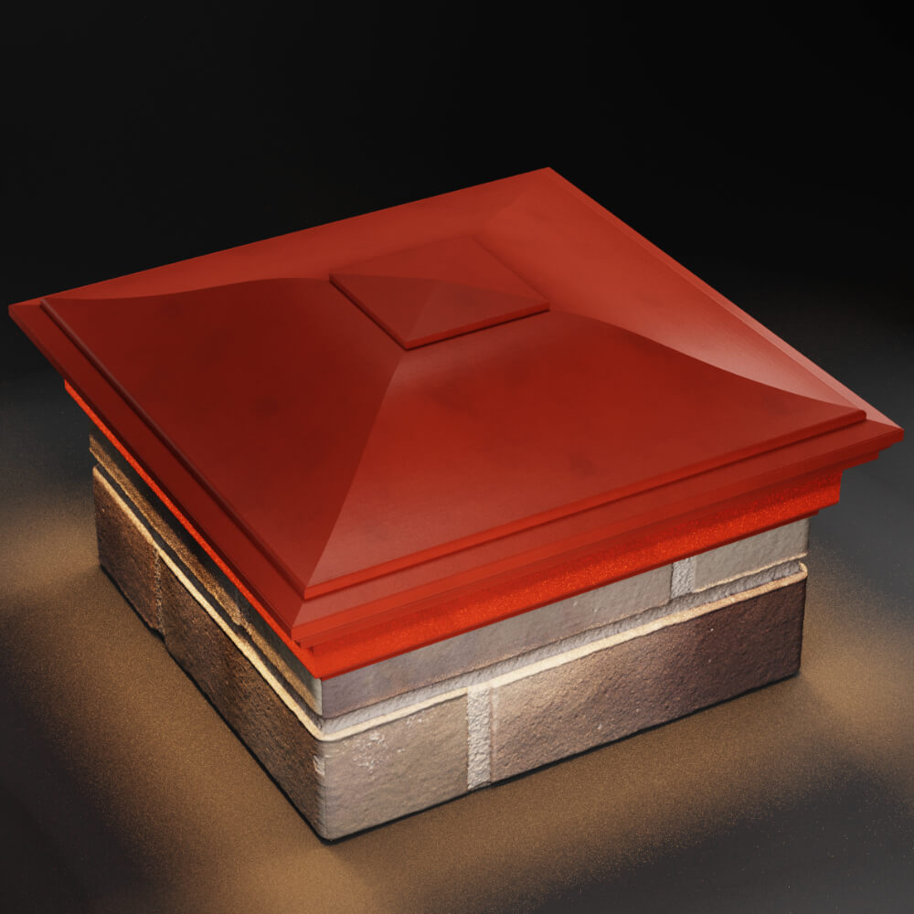 Колпак Zking Монблан Красный на столб 1.5х1.5 кирпича (385х385мм) с подсветкой в Иваново фото