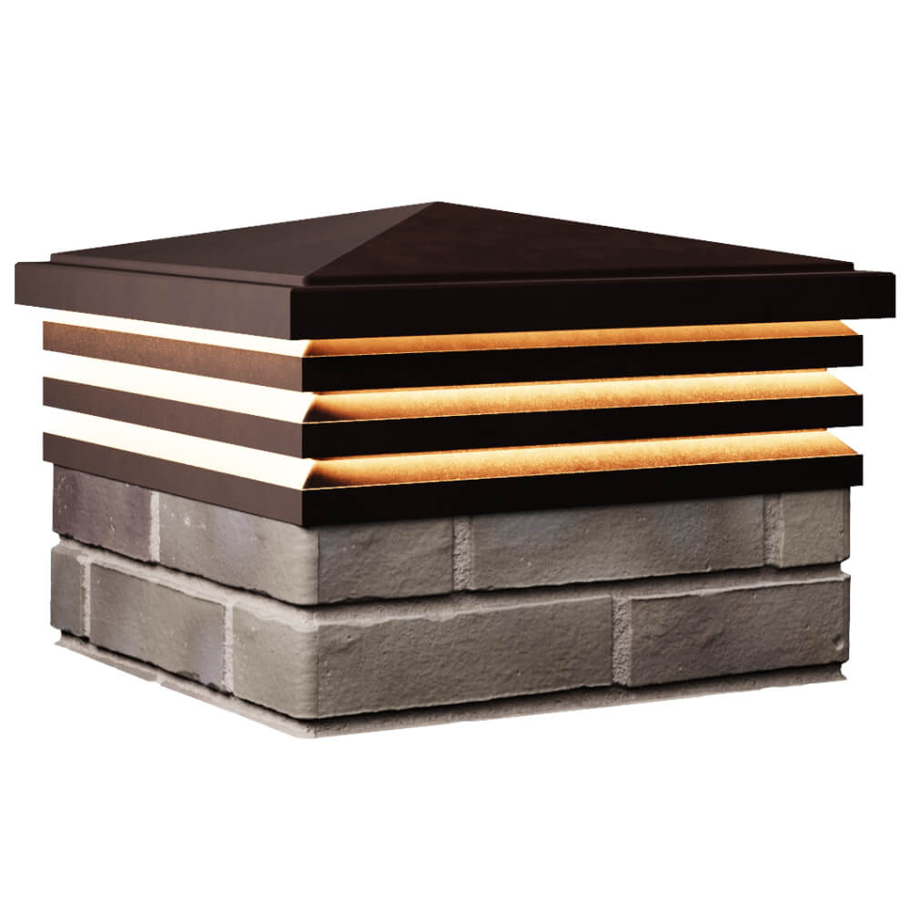 Колпак Zking Бона ХайТек Коричневый на столб 1.5х1.5 кирпича (385х385мм) с подсветкой в Иваново фото