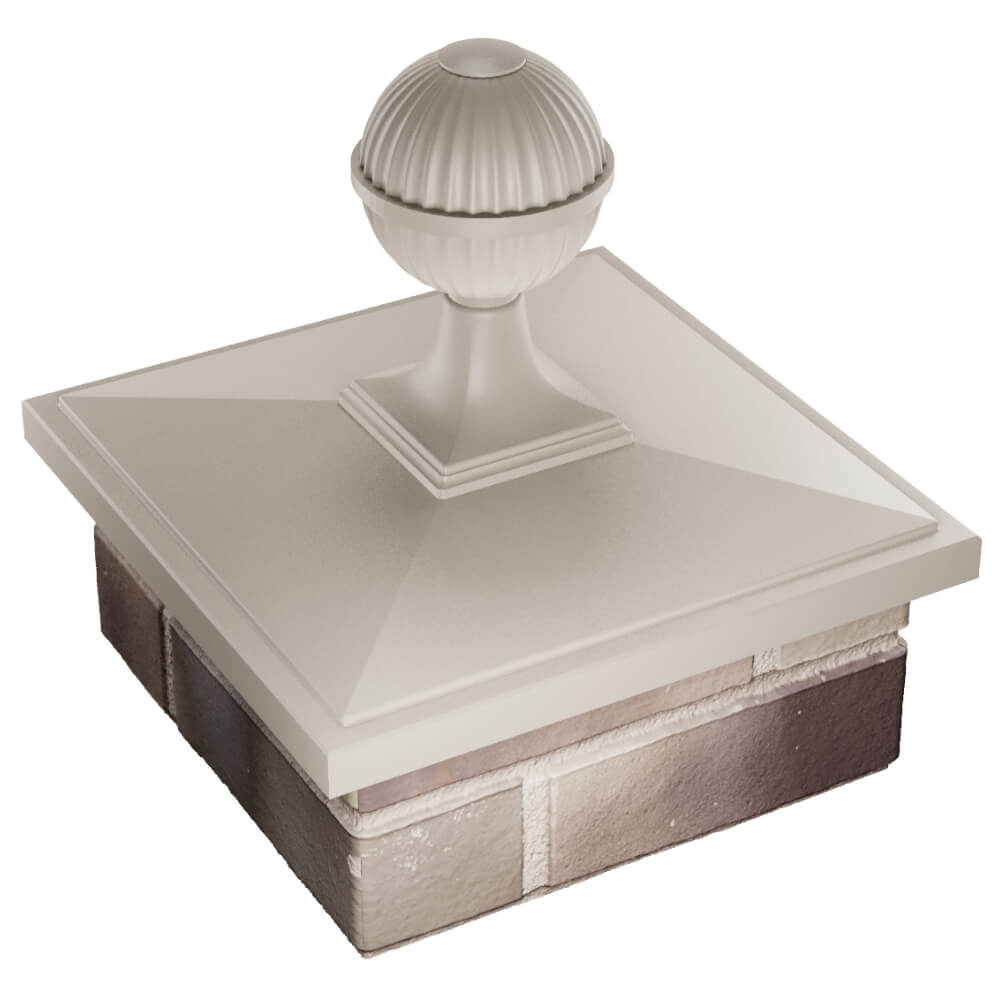 Колпак Zking БонаМоно Бежевый с шаром на столб 1.5х1.5 кирпича (385х385, 400х400мм) в сборе в Иваново фото