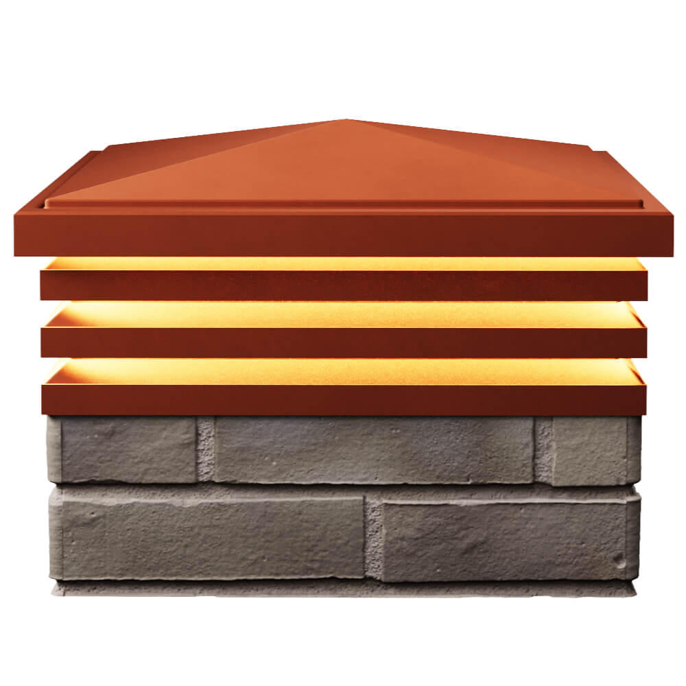 Колпак Zking Бона ХайТек Красный на столб 1.5х1.5 кирпича (385х385мм) с подсветкой в Иваново фото