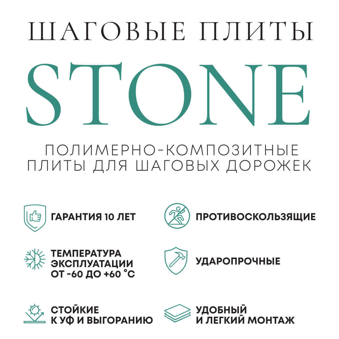 Шаговая плита STONE Светлая Галька 990х990х55мм в Иваново фото