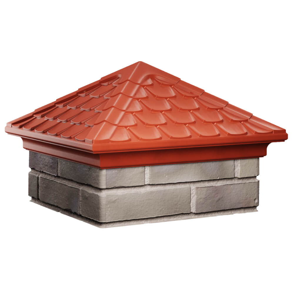 Колпак Zking Эльбрус Красный на столб 1.5х1.5 кирпича (385х385мм) в Иваново фото