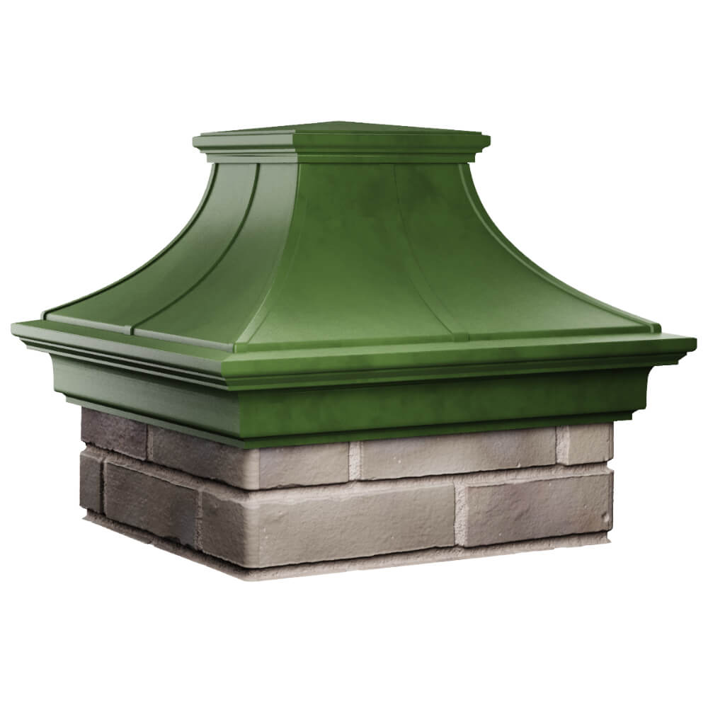 Колпак Zking Монблан Премиум Зеленый на столб 1.5х1.5 кирпича (385х385мм) в Иваново фото