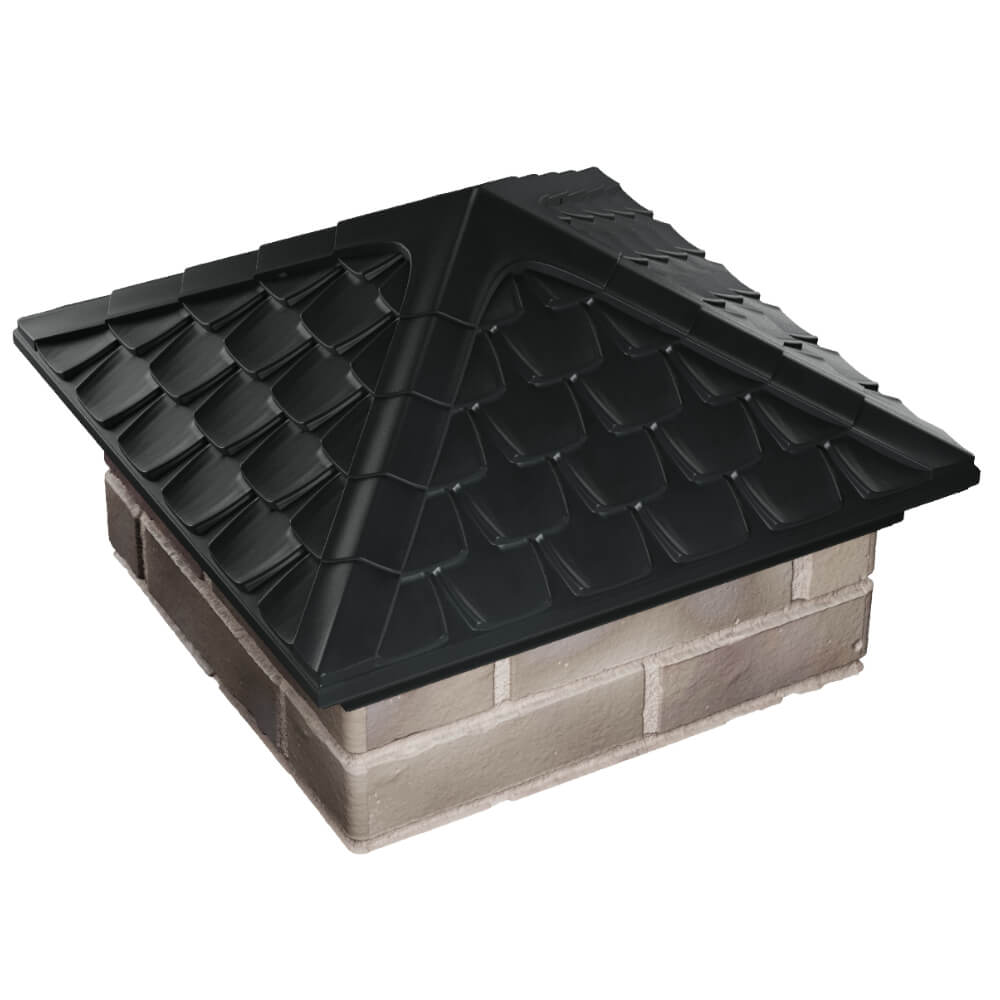 Колпак Zking Эльбрус Черный на столб 1.5х1.5 кирпича (385х385мм) в Иваново фото