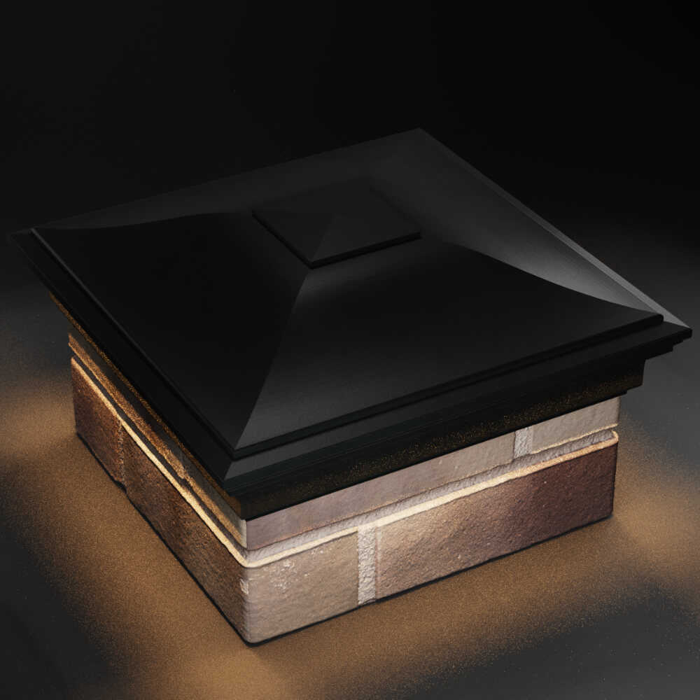 Колпак Zking Монблан Черный на столб 1.5х1.5 кирпича (385х385мм) с подсветкой в Иваново фото