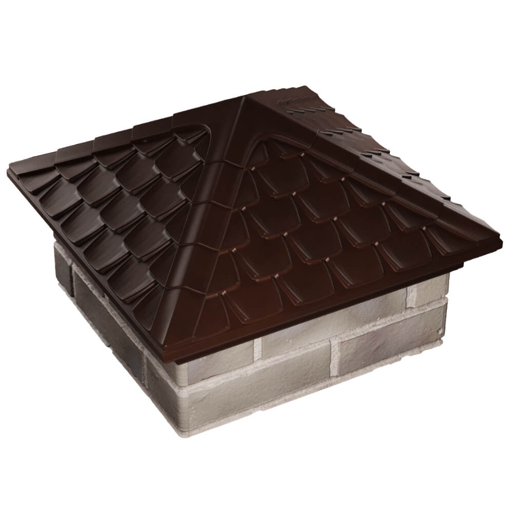 Колпак Zking Эльбрус Коричневый на столб 1.5х1.5 кирпича (385х385мм) в Иваново фото