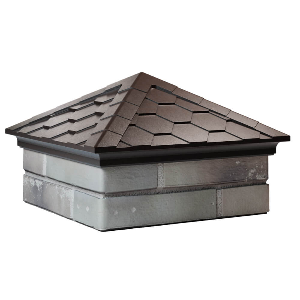 Колпак Zking Эверест Коричневый на столб 1.5х1.5 кирпича (390х390мм) в Иваново фото