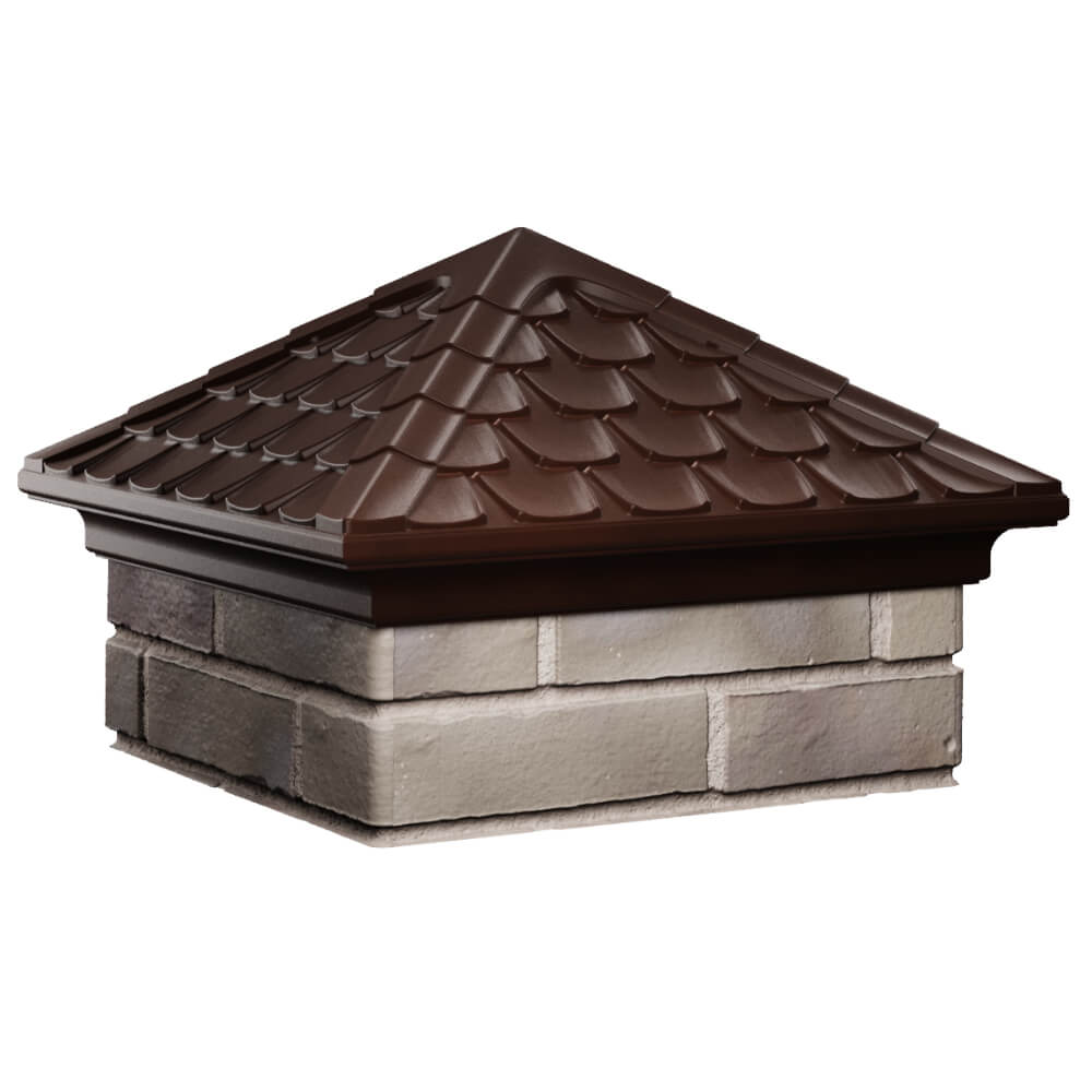 Колпак Zking Эльбрус Коричневый на столб 1.5х1.5 кирпича (385х385мм) в Иваново фото