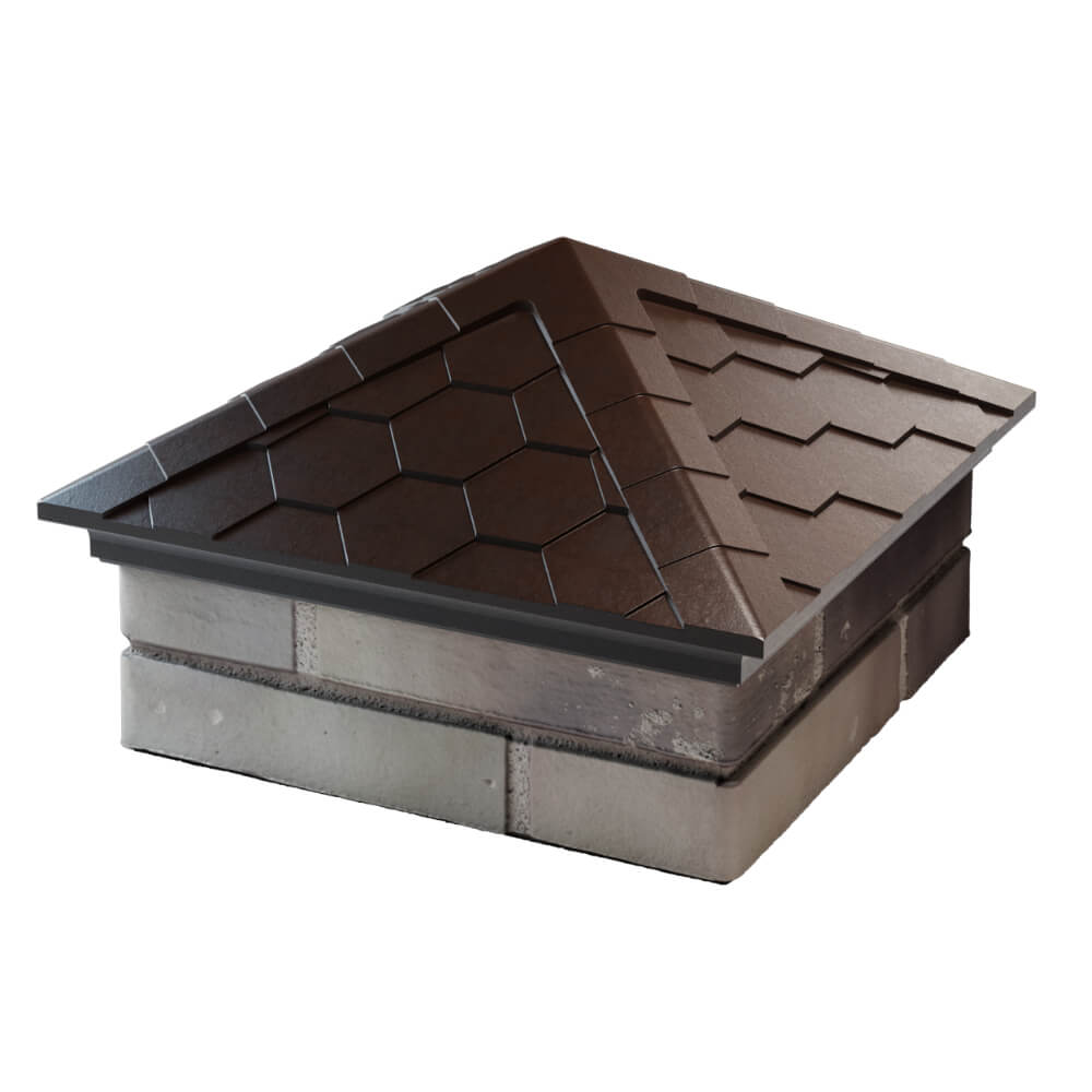 Колпак Zking Эверест Коричневый на столб 1.5х1.5 кирпича (390х390мм) в Иваново фото